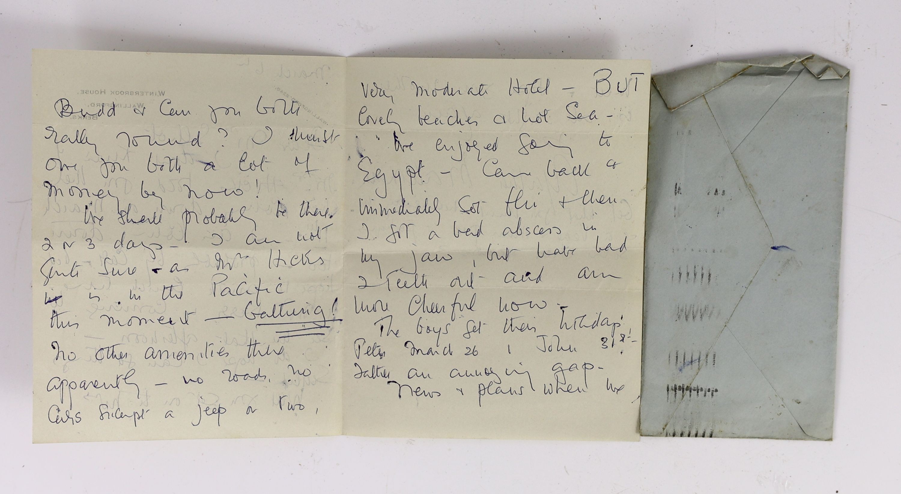 A manuscript letter from Agatha Christie to Mrs Elliot on Winterbrook House notepaper